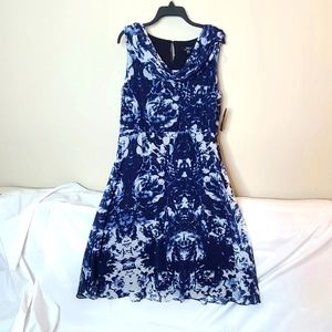 Navy Blue Black and White Dress
